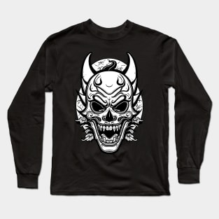 Evil Clown Mask Black and White Long Sleeve T-Shirt